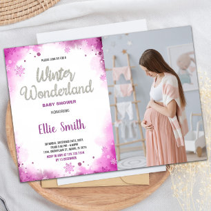 Winter Baby Douche Uitnodigingen Roze Wolk Foto