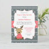 Winter Baby Herten Drop-in Baby Sprinkle Kaart (Staand voorkant)