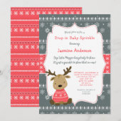 Winter Baby Herten Drop-in Baby Sprinkle Kaart (Voorkant / Achterkant)