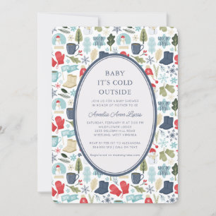 Winter Baby Het Is Koud Buiten Schattige Baby Show Kaart