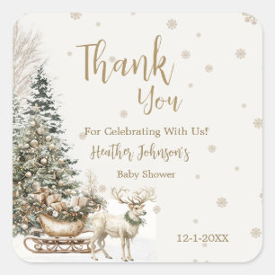 Winter Baby Het is koud, Sneeuwvlokken Baby Shower Vierkante Sticker