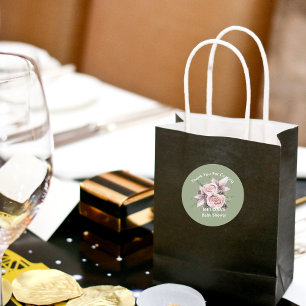 Winter baby in bloei roze bloemendennen groen ronde sticker