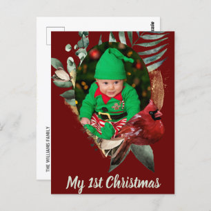 Winter Baby Kerstfeest Foto geboorteaankondiging Briefkaart