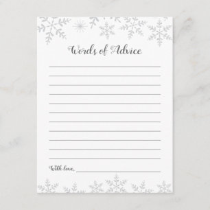 Winter Baby shower Advies Kaart Zilveren Sneeuwvlo