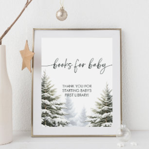 Winter Baby shower boeken voor Baby Sign Poster
