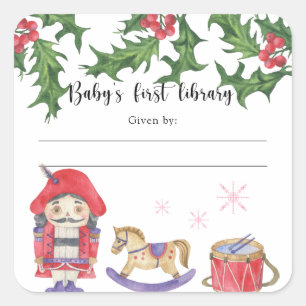 Winter baby shower-boekenlegger, boeken voor baby vierkante sticker