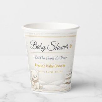 Winter Baby Shower Cups | Cozy Teddy Bear Décor Papieren Bekers