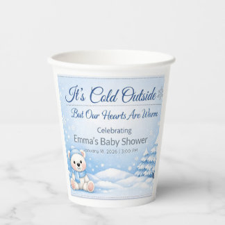 Winter Baby Shower Cups | Warm Teddy Bear Theme Papieren Bekers