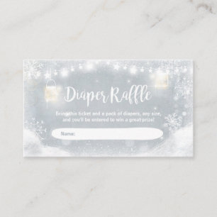 Winter Baby shower Diaper Raffle Card Rustic Snow Informatiekaartje