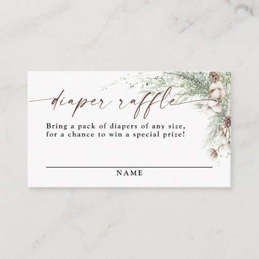 Winter Baby shower Diaper Raffle Kaart (Voorkant)