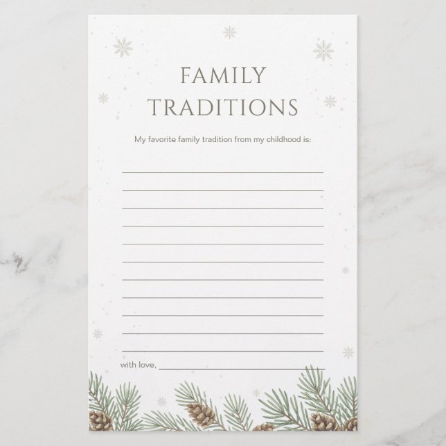 Winter Baby Shower Family Traditions Game (Voorkant)