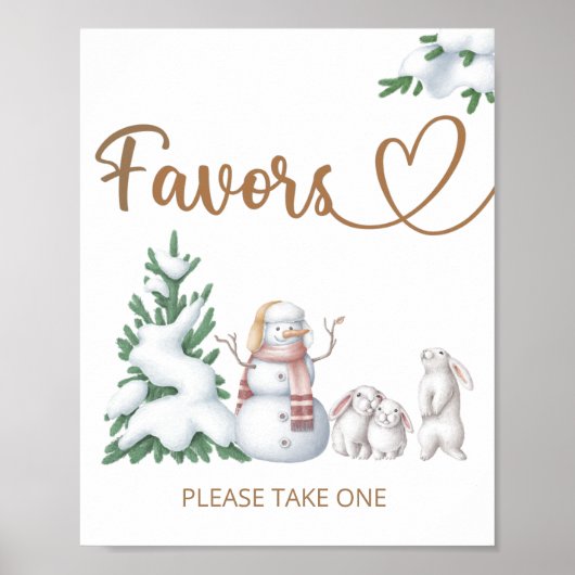 Winter baby shower Favors-teken Poster (Voorkant)