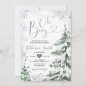 Winter Baby shower Forest Silver Snowflakes Kaart (Voorkant)