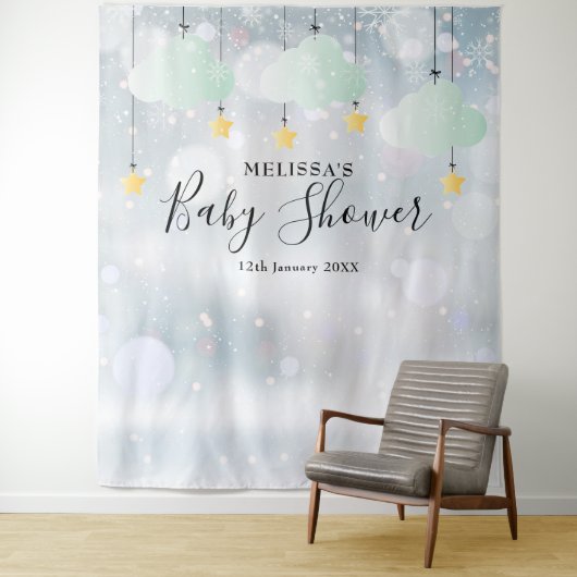 Winter Baby Shower Fotohal Backdrop Wandkleed (In situ)