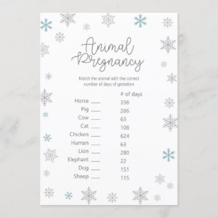 Winter Baby shower Game w antwoord 5x7 formaat Kaart