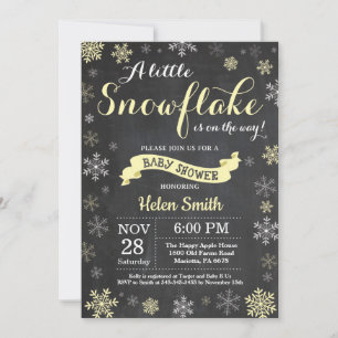 Winter Baby Shower Gele Sneeuwvlokje Krijtbord Kaart