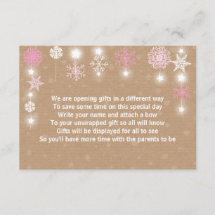 Winter Baby shower Gift Poem-kaart Roze meisje Kaart