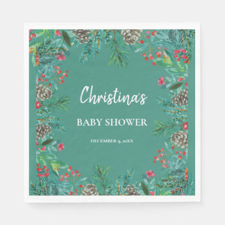 Winter Baby shower Groen Servet
