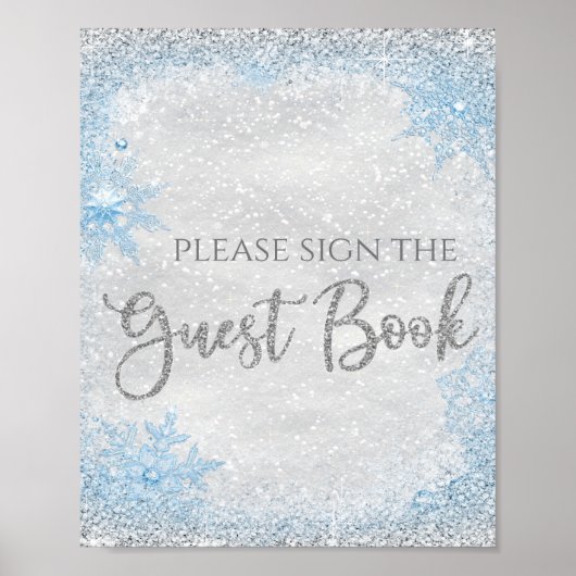 Winter Baby shower Guest Book Sign. Poster (Voorkant)