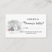 Winter baby shower hoe groot is mama's buik informatiekaartje (Voorkant)