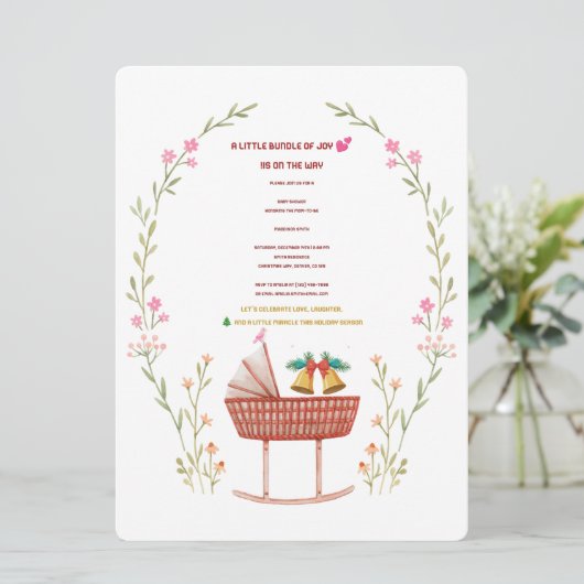 Winter Baby Shower Invitation - A Little Bundle Kaart (Staand voorkant)
