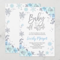 Winter Baby shower Invitation Blue en Silver