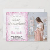 Winter Baby Shower Invitations Cloud Pink Photo (Devant)