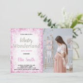 Winter Baby Shower Invitations Cloud Pink Photo (Debout devant)