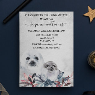 Winter Baby shower Kerstmis Mama Seal Kaart