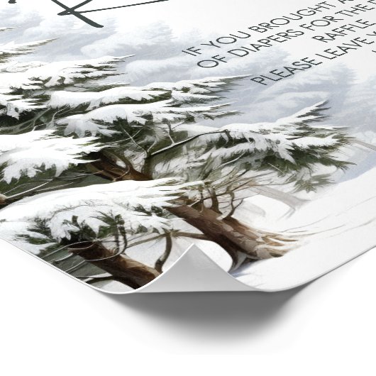 Winter Baby shower Luier Raffle Teken Poster (Hoek)