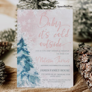Winter baby shower Meisje Baby het is koud buiten Kaart