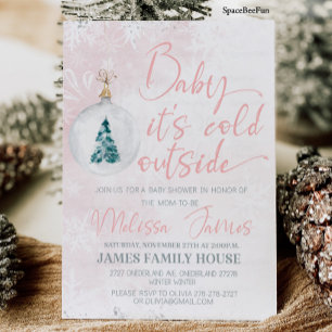 Winter baby shower Meisje Baby het is koud buiten Kaart