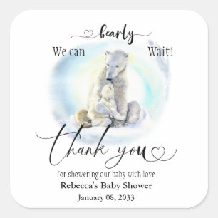 Winter Baby shower Polar Beer Barly Wait Vierkante Sticker
