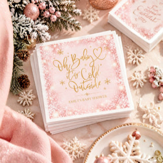 Winter Baby Shower Roze Goud Sneeuwvlok Servet