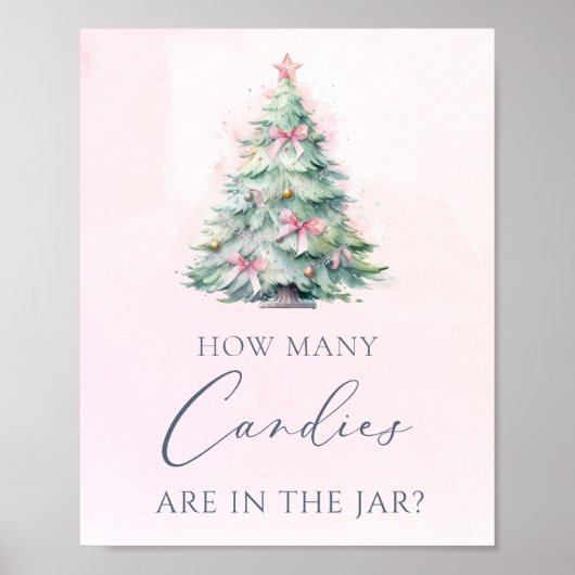 Winter baby shower roze Raad eens hoeveel snoepjes Poster (Voorkant)