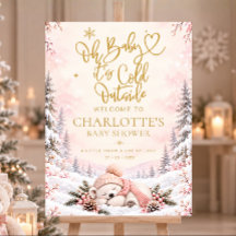 Winter Baby Shower Roze Sneeuwvlok Welkom Bord