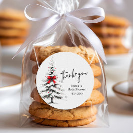 Winter Baby Shower Thank You – Editable Text Ronde Sticker