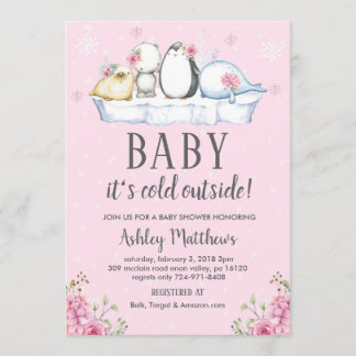 Winter baby shower Uitnodigen, Winterdieren Arctis Kaart