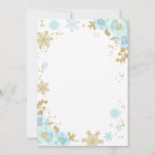 Winter Baby shower uitnodiging blauw en goud (Achterkant)