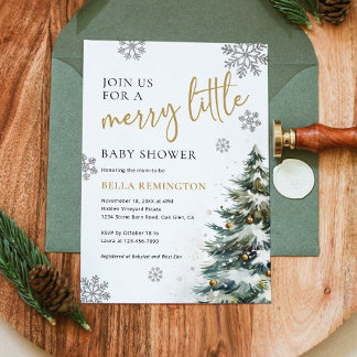 Winter baby shower uitnodiging, Christmas baby Kaart