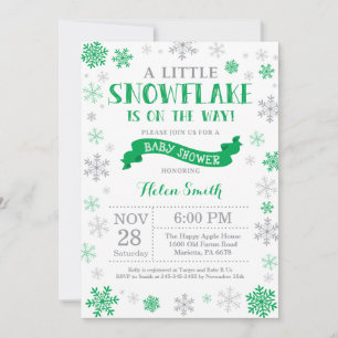Winter Baby Shower Uitnodiging Groen Sneeuwvlok