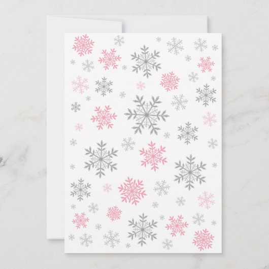 Winter Baby shower Uitnodiging roze Snowflake (Achterkant)