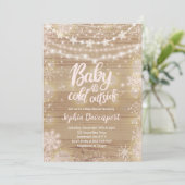 Winter Baby shower Uitnodiging roze Snowflake (Staand voorkant)