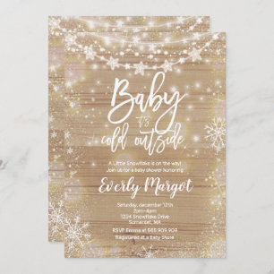 Winter Baby shower Uitnodiging Rustic White