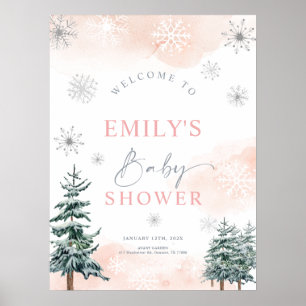 Winter baby shower welkomstbord voor baby meisjes poster