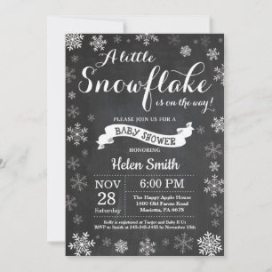 Winter Baby shower White Snowflake Krijtbord Kaart