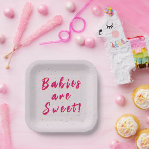 Winter Baby Sprinkle Roze sneeuwvlaag Papieren Bordje