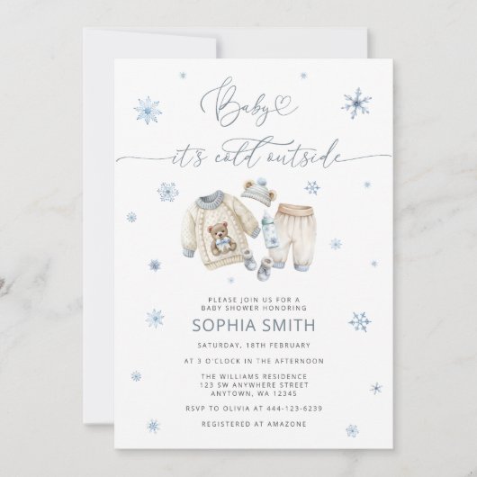 Winter Babykleding Boy Baby shower Kaart (Voorkant)
