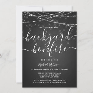 Winter Backyard Bonfire Birthday Invitation Kaart