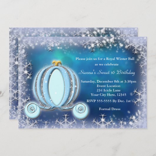 Winter Ball Cendrillon Carrier Royal Invitation (Devant / Derrière)